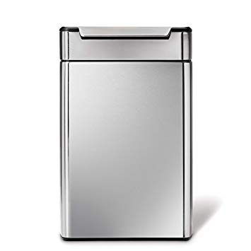 simplehuman 48 Liter / 12.7 Gallon Stainless Steel Touch-Bar Kitchen Dual Compartment Trash Can Recycler, Brushed Stainless Steel