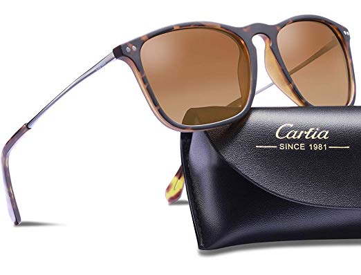 Carfia Vintage Polarized Sunglasses for Women Men, 100% UV400 Protection