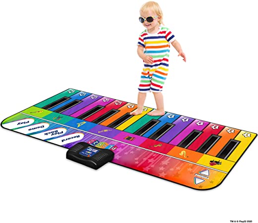 Play22 Colorful Keyboard Playmat 71" - 24 Keys Piano Play Mat - Piano Mat has Record, Playback, Demo, Play, Adjustable Vol. - Best Keyboard Piano Gift for Boys & Girls - Original