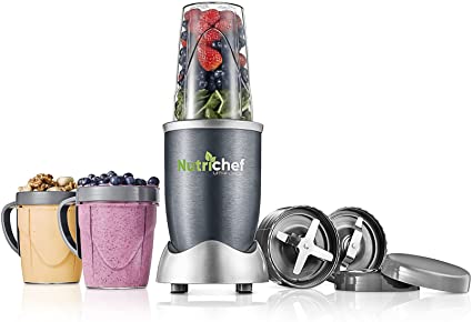 Personal Electric Single Serve Blender - 600W Professional Kitchen Countertop Mini Blender for Shakes and Smoothies w/ Pulse Blend, Convenient Lid Cover, Portable 10 & 20 Oz Cups - NutriChef NCBL60