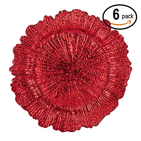 Fantastic:)™ Round 13"x13" Charger Plates with Eletroplating Finish (6, Reef Red)