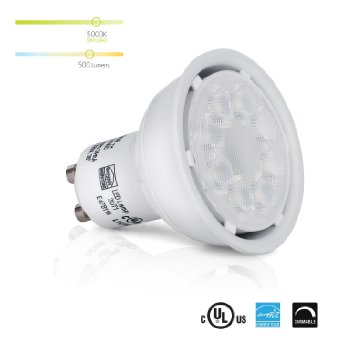 LytheLED™ LED GU10 MR16 38° 50W Equivalent, Dimmable 6.5 Watt, 5000K Daylight Light Bulbs, 500 Lumens, UL-Listed, Energy star certified,
