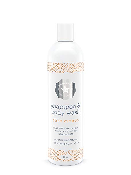 Soft Citrus Organic Baby Shampoo and Body Wash - EWG VERIFIED - Family Size - 16 Fluid Ounces - No Sulphates, Parabens and Phosphates - Gluten Free & Vegan (One Bottle)