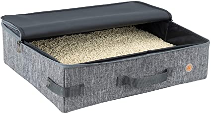Portable Cat Litter Box for Traveling with Medium Cats and Kitties. Leak-Proof, Sturdy, Lightweight, Easy to Clean (Large, Grey)