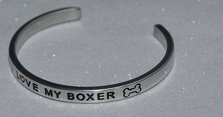 I Love My Boxer / Engraved, Hand Made and Polished Bracelet with Free Satin Gift Bag