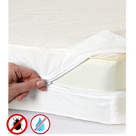 Zippered Vinyl Mattress Cover Protector QUEEN Size, Protects against (Fluids, Dust Mites, Bacteria, Bed Bugs)