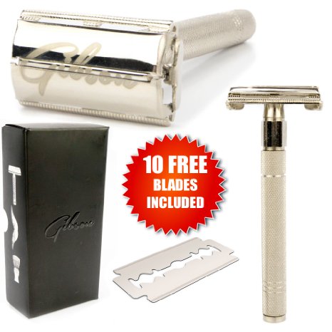 Gibson Premium Butterfly Double Edge Safety Razor With 10 Replacement Blades