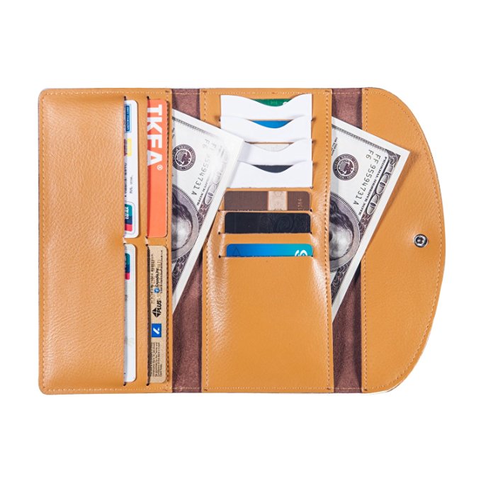 Trifold Leather Wallet RFID Blocking Credit Cards,Cash Women & Men Travel Purse Slim