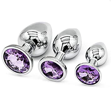 3PCS Stainless Steel Massage Toys-Jewelry Ƀụtt Plụg Beads Massage Toys-Light Purple