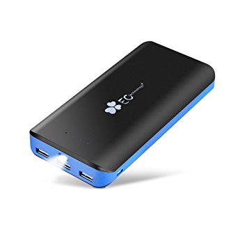 EC Technology 2nd Gen Deluxe 22400mAh Power Bank 3 USB Output External Battery With LED Flashlight For Smartphone- Black & Blue