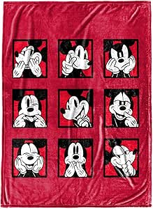 Disney Mickey Mouse Expressions Throw Blanket - Measures 50 x 70 inches - Fade Resistant Super Soft Fleece Bedding (Official Product)