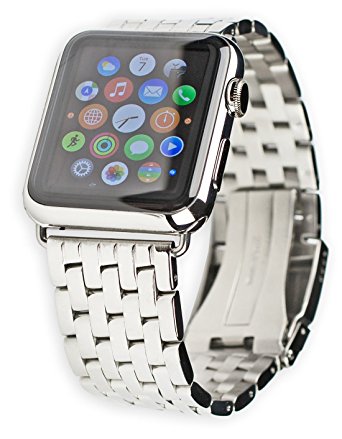 Apple Watch Strap - Breitling Navitimer Style Band - Fits 42mm Apple Watch [Silver Adapters]