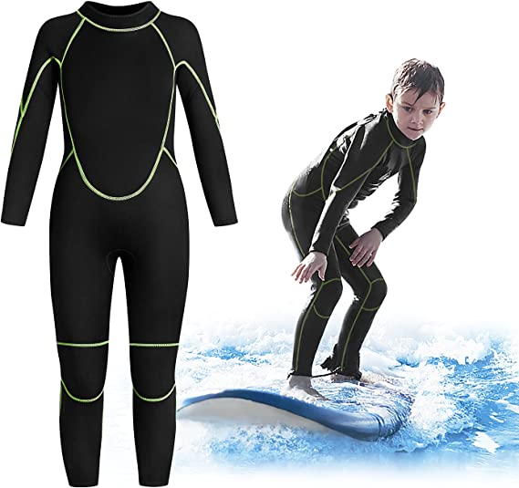 Greatever Kids Shorty Wetsuits, 3mm Neoprene Thermal Swimsuit Long Sleeve UV Protection for Boys Girls Youth Child Junior Swimming Snorkeling Scuba Diving Surfing