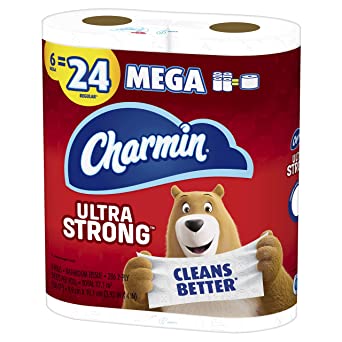Charmin Ultra Strong Toilet Paper 6 Mega Roll, 286 Sheets Per Roll
