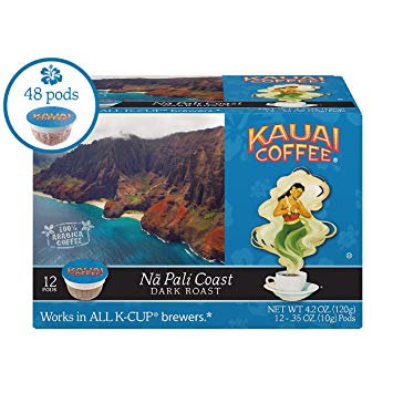 Kauai Coffee Single-serve Pods, Na Pali Coast Dark Roast – 100% Premium Arabica Coffee from Hawaii’s Largest Coffee Grower, Compatible with Keurig K-Cup Brewers - 48 Count