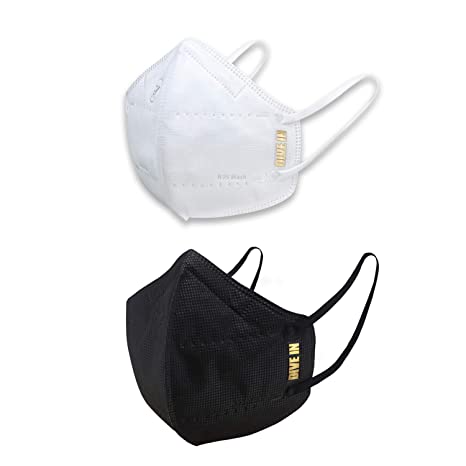 Arctic Fox N95 Respirator Mask Gold Series (White and Black, Pack of 2)