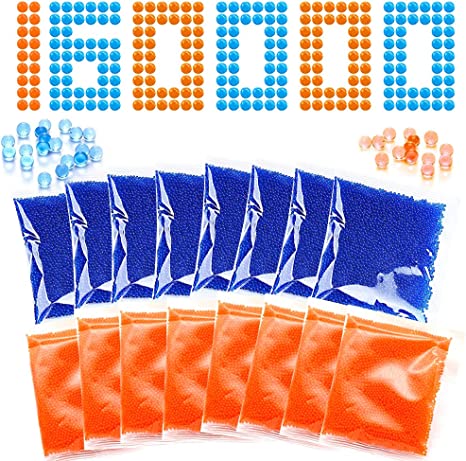 Splatter Ball Gun Gel Ammo - VATOS Gel Gun Blaster Refill Ammo | 7-8mm 10000 Pieces Per Pack Water Beads | Non-Toxic Eco-Friendly Blue & Orange Splatterball Water Bullet for Splat Gun