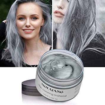 MOFAJANG Hair Color Wax, Hair Wax 4.23 oz,Natural Hairstyle Pomade Cream, Hairstyle Wax for Men and Women（Grey）