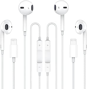 Apple Earbuds 2Pack [MFi Certified] iPhone Wired Earphones (Built-in Microphone & Volume Control) Noise Canceling Isolating Headphones for iPhone 14/13/12/11/SE/X/XR/XS/8/7