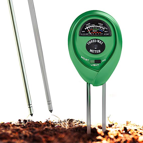 Soil pH Meter, 3-in-1 Soil Test Kit For Moisture, Light and pH, A Must Have For Gardening Tools, Lawn, Farm, Plants and Herbs, Indoor and Outdoors Soil Tester with 100% Accuracy (No Battery Needed)
