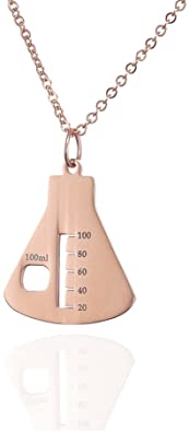 AOCHEE Love Science Erlenmeyer Flask Chemistry Necklace with Heart Medical Jewelry