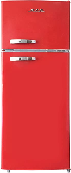 RCA RFR1055-RED, Retro 2 Door Apartment Size Refrigerator with Freezer, 10, red, cu ft