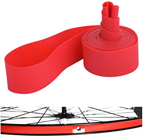 Dilwe Bike Tire Liners, PVC Red Bicycle Rim Strip Rim Tape Fits 20inch 24inch 26inch 700C Riding Wheels