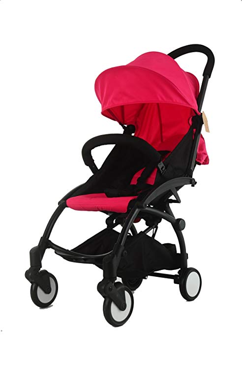 Flykids Travel Easy Lightweight Pram Buggy Travel Pushchair Stroller Carry Bag eith Rain Cover Recliner Rainer Cover Fits in Small CAR Boots Peugeot 107 & Fiat 500C (Pink)