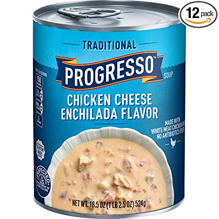 Progresso Soup, Traditional, Chicken Cheese Enchilada Flavor, Gluten Free, 18.5 oz Cans (Pack of 12)