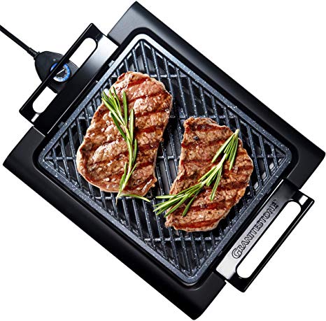 GRANITESTONE 2584 Indoor Electric Smoke-Less Grill with Cool-touch handles and adjustable Temperature Dial, Nonstick, PFOA-Free, Black 16 x 14" As Seen On TV