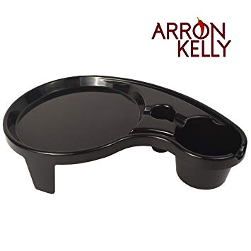 Arron Kelly - Party Pals - One Handed Drink Holder, Napkin, Cutlery & Food Serving Tray with Hidden Handle - Midnight Black - Breakfast Table for 1
