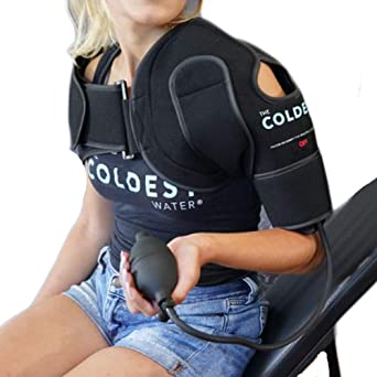 The Coldest Shoulder Ice Pack with Air Compression - Hot/Cold (Left/Right Reusable Shoulder Brace Wrap with Straps) - Ice Pack, tendinitis, overuse, Strains, Injuries and Post Rotator Cuff Surgery