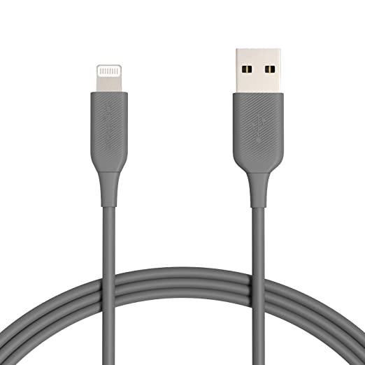 Amazon Basics New Release ABS USB-A to Lightning Cable Cord, MFi Certified Charger for Apple iPhone, iPad,Gray, 6-Ft