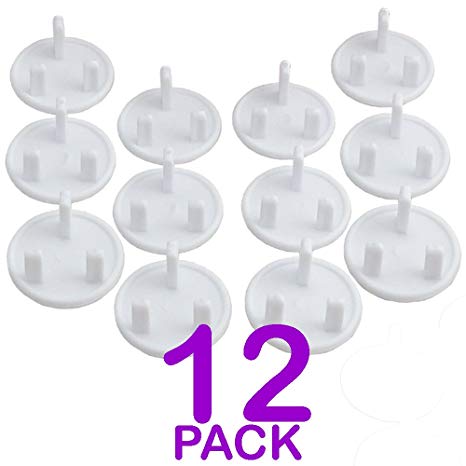 12/24 Pack - Baby/Child Proof Plug Socket Safety Cover Protector Protection Guard - Round 3 Pin Plug Socket UK (12 Pack)