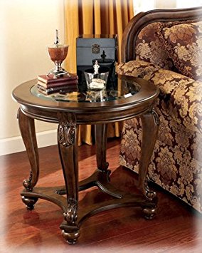Ashley Norcastle Round End Table in Dark Brown