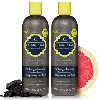 HASK CHARCOAL WITH CITRUS OIL Clarifying Shampoo for all hair types, color safe, gluten free, sulfate free, paraben free - Set of 2 Shampoos