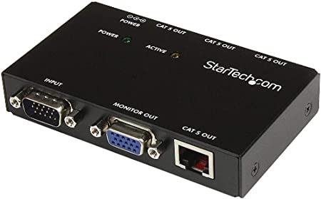 StarTech.com VGA Over CAT5 Video Extender - VGA Extender - 450ft (150m) - 4-Port (ST1214T),Black