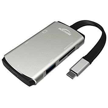 USB C Hub, BESTHING 6 IN 1 Type C Adapter with Power Type C Charging Port, 2 USB 3.0 Ports and SD/Micro SD Card Reader for MacBook Pro2015/2016/2017/Google Chromebook and more Type C Devices