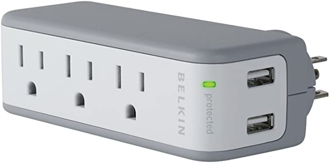 Belkin Mini 5W 3-Outlet Swivel Travel Charger with Dual USB Ports