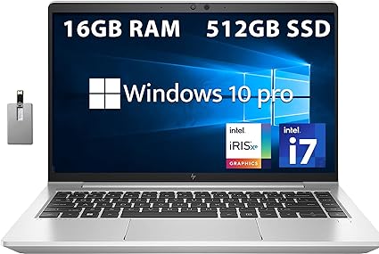 HP EliteBook 640 G9 14" FHD Business Laptop, Intel Core i5-1235U, 16GB RAM, 512GB PCIe SSD, Backlit Keyboard, Fingerprint Reader, 720p Camera, Wi-Fi 6E, Win 10 Pro, Silver, 32GB USB Card