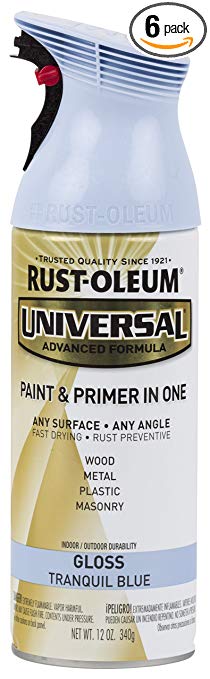 Rust-Oleum 284961-6PK Universal All Surface Spray Paint, 6 Pack, Gloss Tranquil Blue