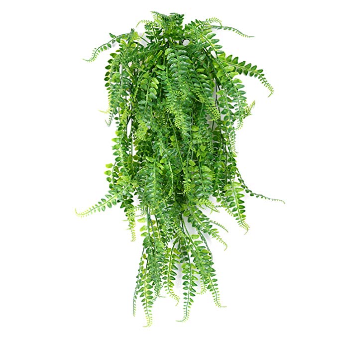 SzJias 2 Pcs Artificial Plants Greenery Ferns Vines Fake Ivy Hanging Flowers Vine UV Resistant Plastic Plant for Wall Indoor Outdoor Hanging Baskets Wedding Garland Decor