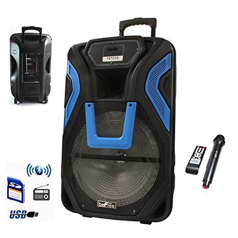beFree Sound Rechargeable Bluetooth PA Speaker System with SD/FM/USB