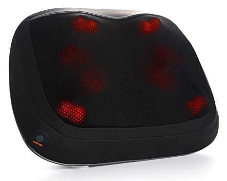 Naturalico Ultimate Back Shiatsu 3D Massage Pillow - Heated Lumbar Electric Massager, 12 Rotating Nodes, Soothing & Comfortable Neck & Foot Pain Cushion, Release Tension At Home, Car, Office & Work