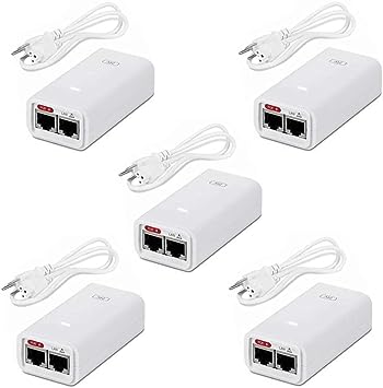 Ubiquiti POE POE-24-12W-5P - 24V DC 0.5A 12W - Power Over Ethernet Replacement PoE Adapter (5-pack)