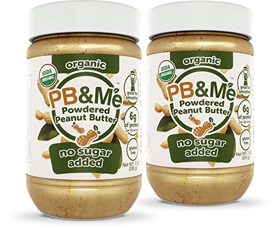 PB&Me USDA Organic Powdered Peanut Butter, Keto Snack, Gluten Free, Plant Protein, No Sugar Added, 7 Ounce, 2 Count
