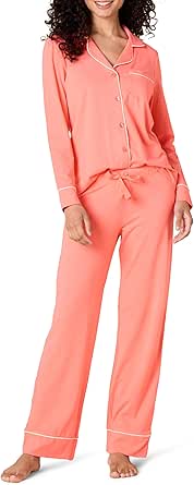 Amazon Essentials Women's Cotton Modal Long-Sleeve Shirt and Full-Length Bottom Pajama Set