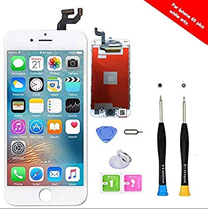 Premium Screen Replacement Compatible with iPhone 6S Plus Full Assembly -LCD Touch Digitizer Display Glass Assembly with Tools, Fit Compatible with iPhone 6S Plus (White)