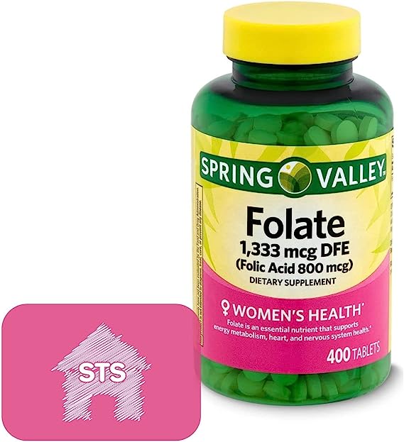 Spring Valley Folate Dietary Supplement, 1,333 mcg, 400 Count   STS Sticker.