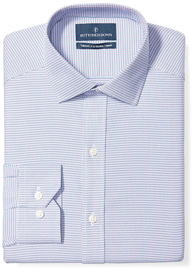 BUTTONED DOWN Men's Tailored Fit Check Non-Iron Dress Shirt